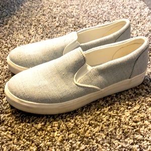 Blue heather grey slip on sneakers